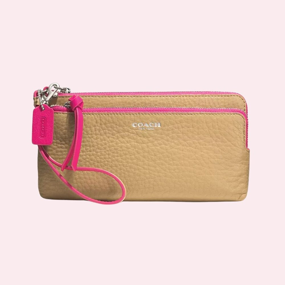 Coach Bleecker Double L-Zip Wallet in Edgepaint Leather